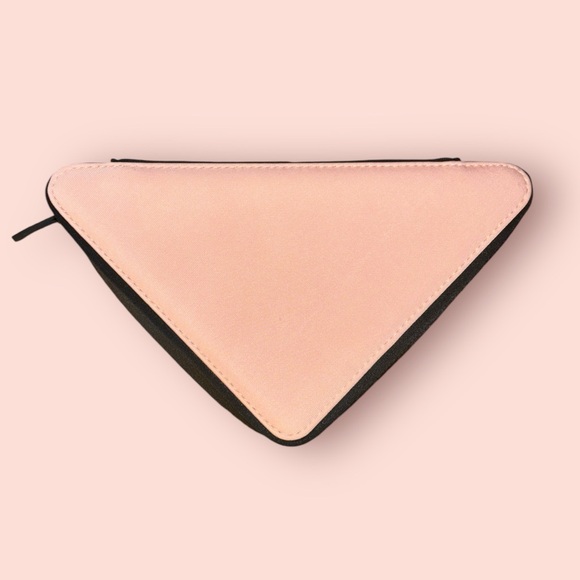 Prada | NWT Beauty Pink & Black Triangle Cosmetic Zip Pouch Bag Case + Dust Bag - Picture 4 of 5